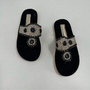 Jack Rogers Black Gold Glitter Sandals size 7